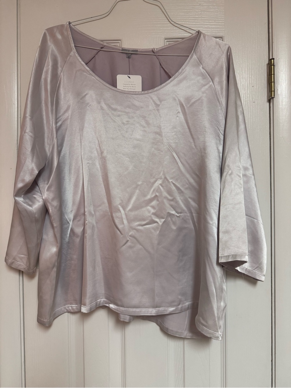 PJ Harlow XL Women’s Satin Scoop Neck Top in Light Lilac